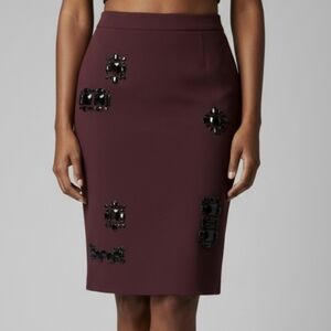 Trina Turk Jeweled Skirt Queen Purple 00 High Waisted Office Siren